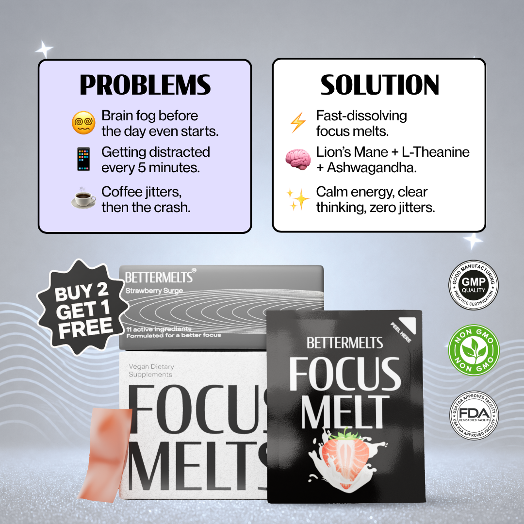 Focus Melts | Fast-Acting Nootropics for Near-Instant Clarity & Calm